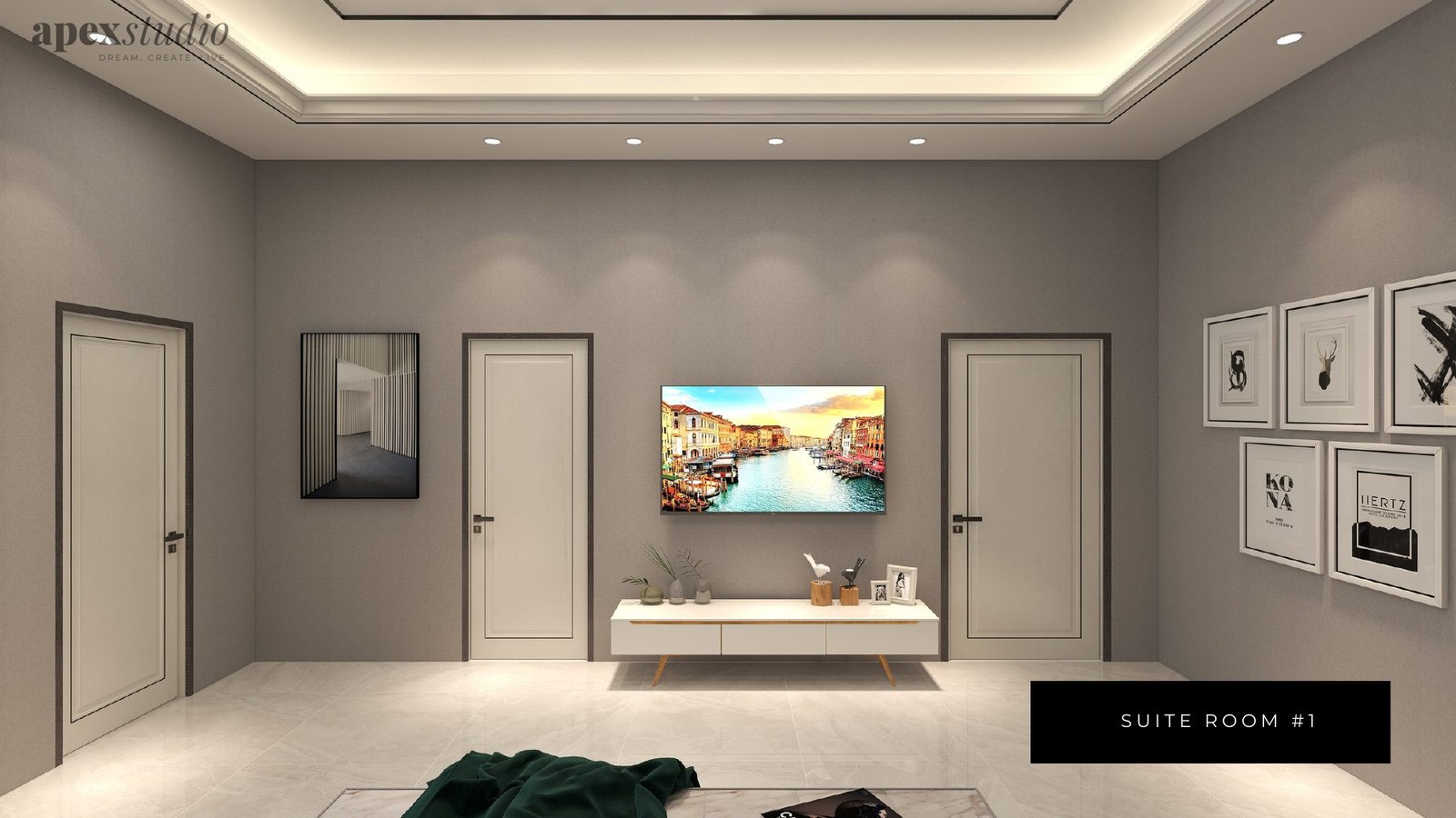 Suite one TV wall detail