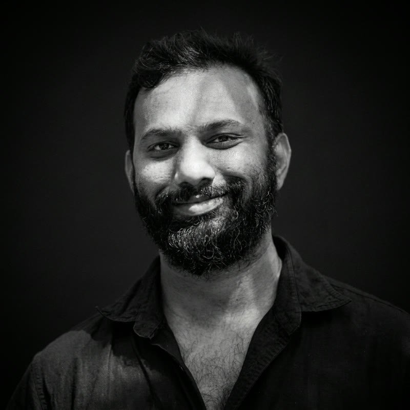 John Israel Voola, Creative Head of ApexStudios, black and white portrait
